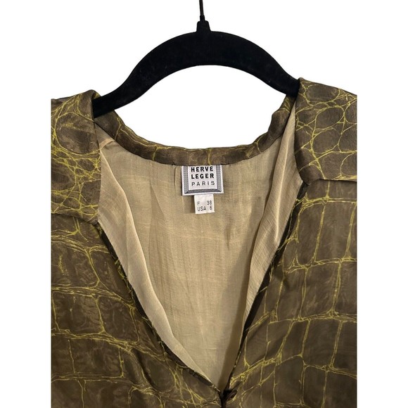 Herve Leger Paris Silk Blend Sheer Top Size US 6 - Picture 2 of 16